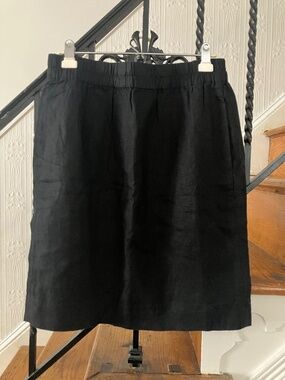 NWT J. Crew black cotton linen pull on skirt size M medium